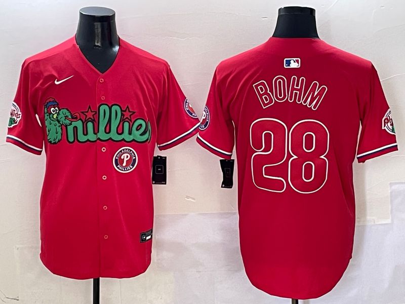 Men Philadelphia Phillies #28 Bohm Red three generations Joint Name 2025 Nike MLB Jersey style 7->philadelphia phillies->MLB Jersey
